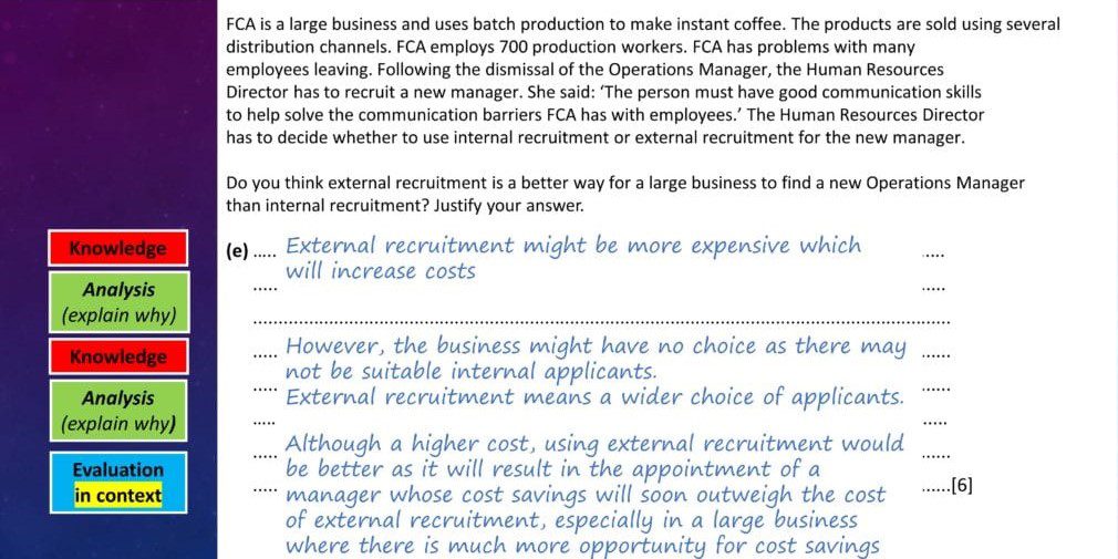 Paper 1 Structure knowledge , analysis, evaluation IGCSE Business Studies