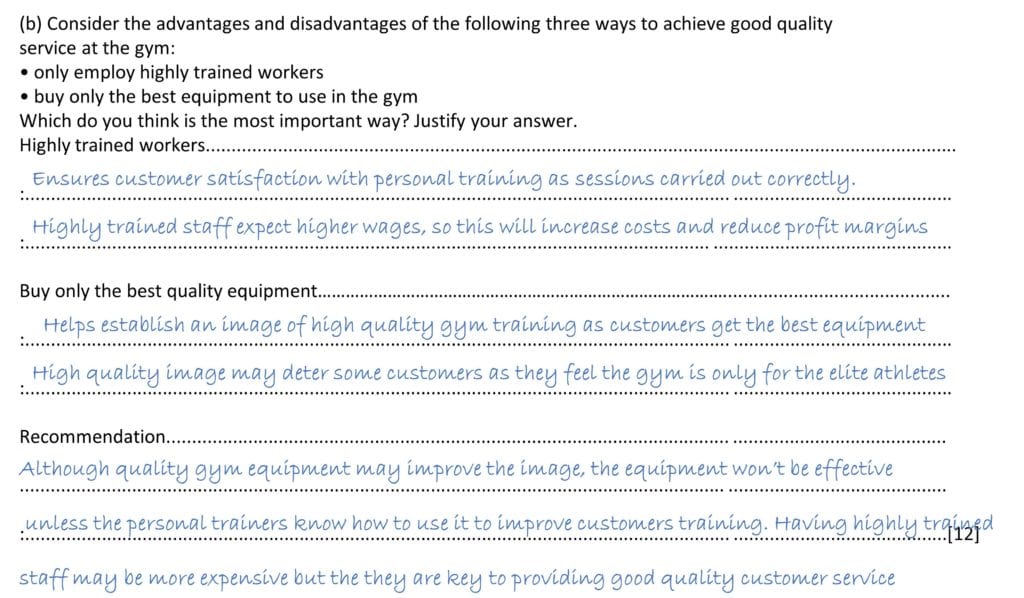 Command word consider justify IGCSE Business Paper 1