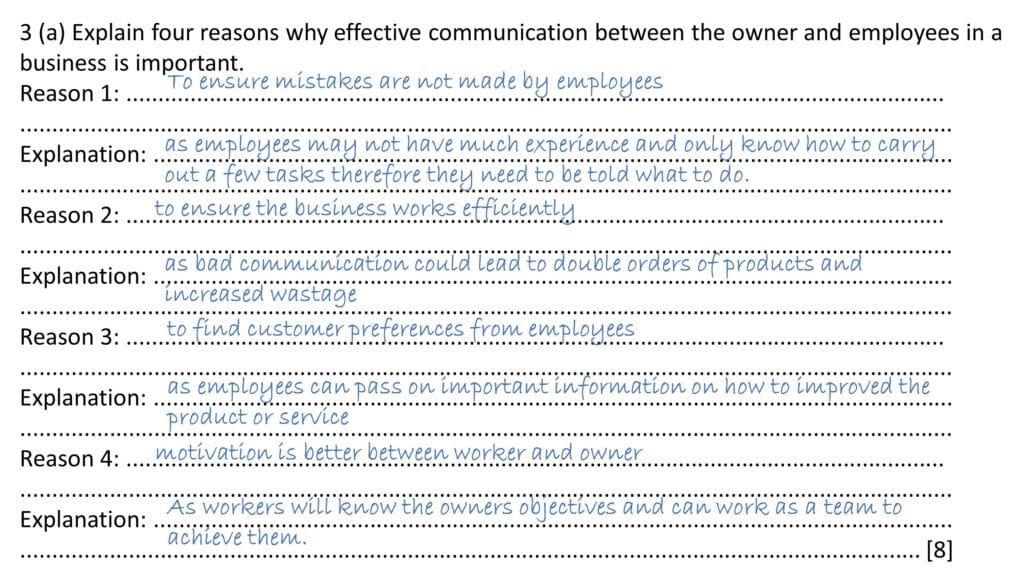 Command word explain IGCSE Business Paper 1 and Paper 2